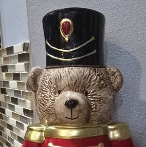 Global Design Connections Christmas Nutcracker Bear Cookie Jar–Ceramic Drum Bear